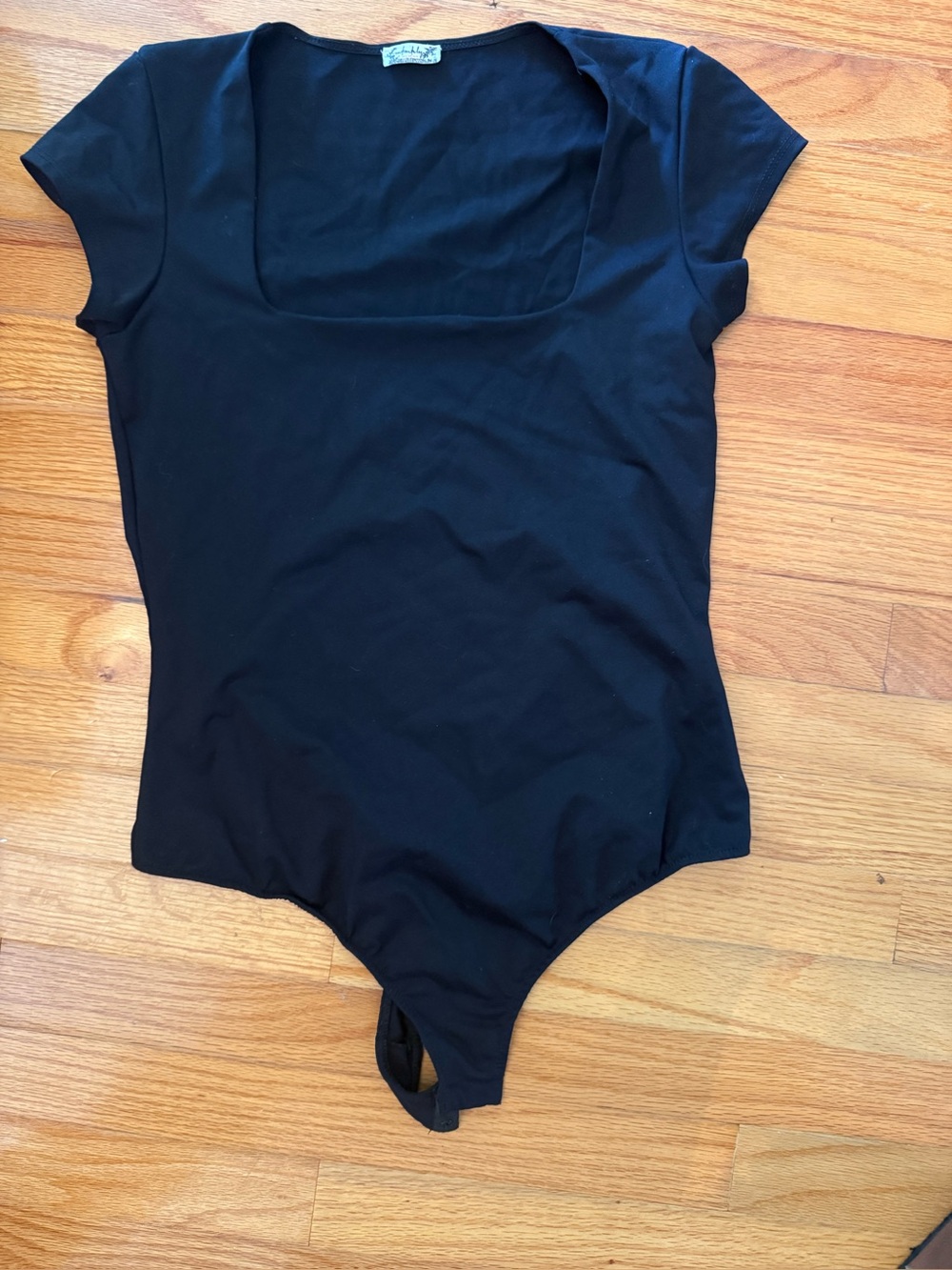Intimately Free People Black Short-Sleeve - square neck Bodysuit